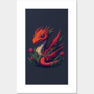 Flower Dragon Posters and Art